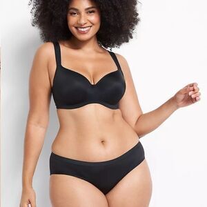 EUC CACIQUE 42DD BLACK PLUNGE UNDERWIRE PADDED BRA